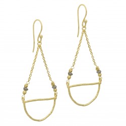 Brass Gold, Silver Plated Labradorite Gemstone Dangle Earrings- A1E-508