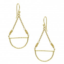 Brass Gold Plated Metal Beads Dangle Earrings- A1E-508