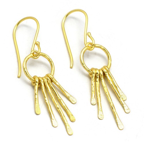 Brass Gold Plated Metal Dangle Earrings- A1E-5153