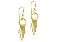 925 Sterling Silver Gold Plated Metal Dangle Earrings- A1E-5153