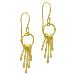 925 Sterling Silver Gold Plated Metal Dangle Earrings- A1E-5153