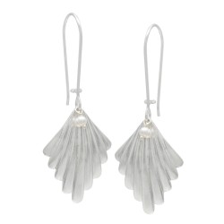 925 Sterling Silver Silver Plated Pearl Gemstone Dangle Earrings- A1E-5191