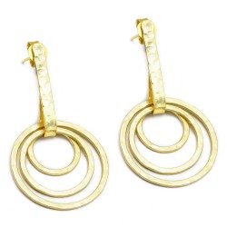 Brass Gold, Silver Plated Hammered Metal Stud Earrings- A1E-5206