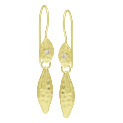 Brass Gold Plated White CZ Gemstone Dangle Earrings- A1E-5234