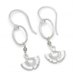 Brass Silver Plated Labradorite Gemstone Dangle Earrings- A1E-5247