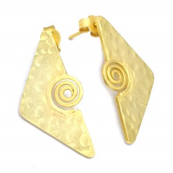 Brass Gold Plated Hammered Metal Stud Earrings- A1E-5286
