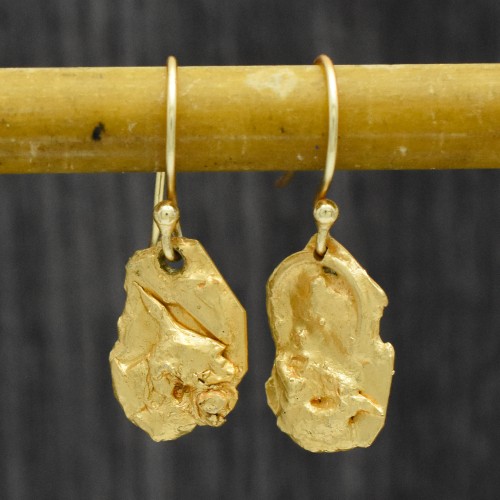 Brass Gold Plated Metal Dangle Earrings- A1E-536