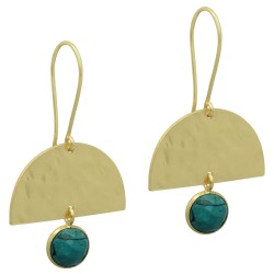 Brass Gold Plated Turquoise Gemstone Dangle Earrings- A1E-5404