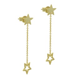 Brass Gold Plated Star Charms Stud Earrings- A1E-5456