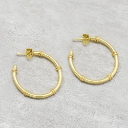 Brass Gold Plated Metal Hoop Earrings- A1E-5519