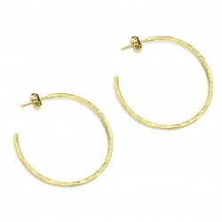 Brass Gold Plated Texture Metal Big Size Stud Earrings- A1E-5546