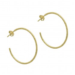 Brass Gold Plated Texture Metal Big Size Stud Earrings- A1E-5546