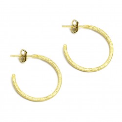 Brass Gold Plated Texture Metal Hoop Earrings- A1E-5547