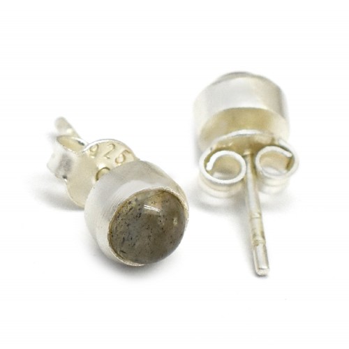 925 Sterling Silver Silver Plated Labradorite Gemstone Stud Earrings- A1E-5549