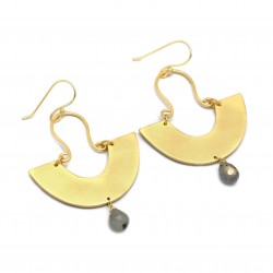 Brass Gold Plated Labradorite Gemstone Dangle Earrings- A1E-5751