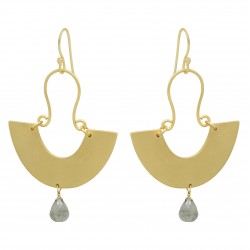 Brass Gold Plated Labradorite Gemstone Dangle Earrings- A1E-5751