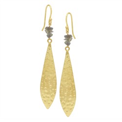 Brass Gold Plated Aquamarine, Labradorite Gemstone Dangle Earrings- A1E-5768