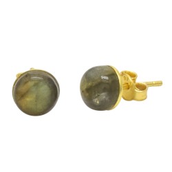 925 Sterling Silver Gold Plated Labradorite Gemstone Stud Earrings- A1E-586