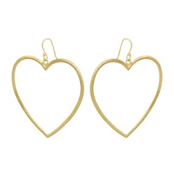 Brass Gold Plated Heart Shape Metal Dangle Earrings- A1E-5884