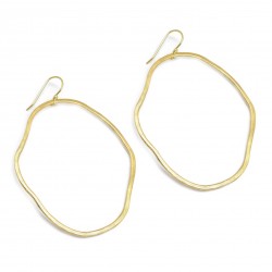 Brass Gold Plated Hammered Metal Dangle Earrings- A1E-5885