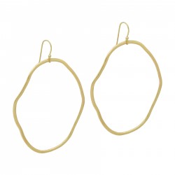 Brass Gold Plated Metal Plain Oval Dangle Earrings- A1E-5885