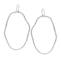 Brass Silver Plated Oval Metal Dangle Earrings- A1E-5885