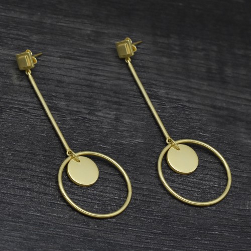 Brass Gold Plated Metal Stud Earrings- A1E-5889