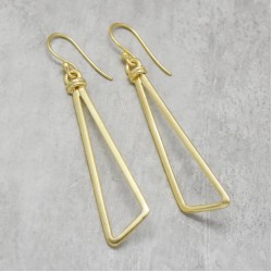 Brass Gold Plated Metal Dangle Earrings- A1E-5977