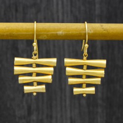 Brass Gold Plated 4 Metal Bar Dangle Earrings- A1E-675