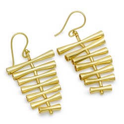 Brass Gold Plated 7 Metal Bar Dangle Earrings- A1E-675
