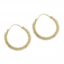 Brass Gold Plated Rainbow Gemstone Hoop Earrings- A1E-8068