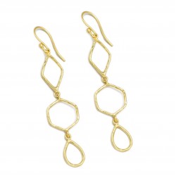 925 Sterling Silver Gold Plated Metal Dangle Earrings- A1E-8100