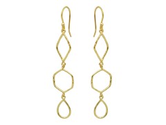 925 Sterling Silver Gold Plated Metal Dangle Earrings- A1E-8100