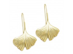 925 Sterling Silver Gold Plated Metal Leaf Dangle Earrings- A1E-8253