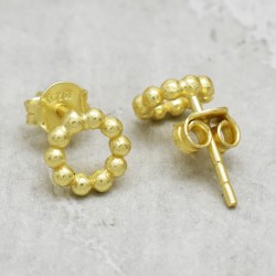 925 Sterling Silver Gold Plated Metal Stud Earrings- A1E-8272