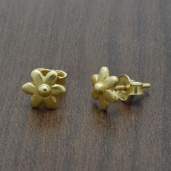 Brass Gold Plated Flower Metal Stud Earrings- A1E-8281
