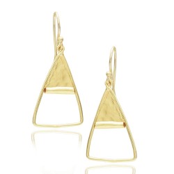 Brass Gold Plated Hammered Metal Triangle Earrings- A1E-8541