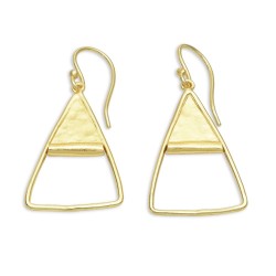 Brass Gold Plated Hammered Metal Triangle Earrings- A1E-8541