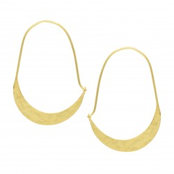 Brass Gold Plated Hammered Metal Hoop Earrings- A1E-8548