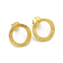 Brass Gold Plated Round Metal Stud Earrings- A1E-8589