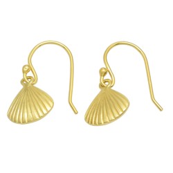 925 Sterling Silver Gold Plated Metal Leaf Dangle Earrings- A1E-8599