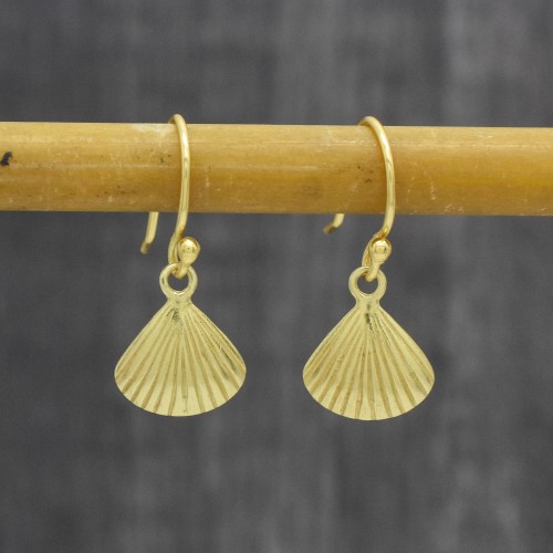 925 Sterling Silver Gold Plated Metal Leaf Dangle Earrings- A1E-8599