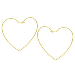 Brass Gold Plated Heart Shape Metal Hoop Earrings- A1E-8682
