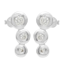 925 Sterling Silver Silver Plated White CZ Gemstone Stud Earrings- A1E-8706