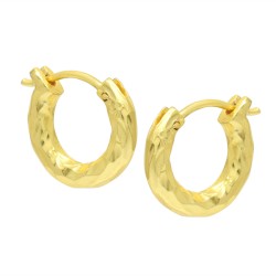 Brass Gold Plated Hammered Small Hoop Earrings- A1E-8764