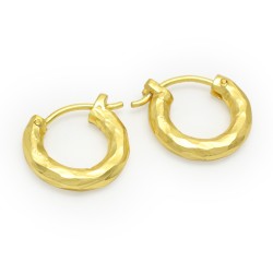 Brass Gold Plated Hammered Small Hoop Earrings- A1E-8764