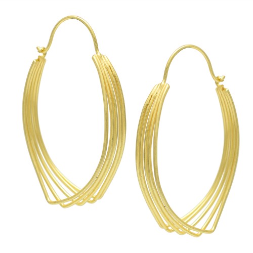Brass Gold Plated Metal Hoop Earrings- A1E-8775