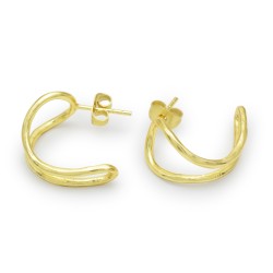 Brass Gold Plated Hammered Metal Stud Earrings- A1E-8785