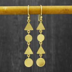 Brass Gold Plated Metal Dangle Earrings- A1E-8872
