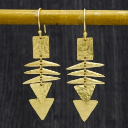 Brass Gold Plated Metal Dangle Earrings- A1E-897